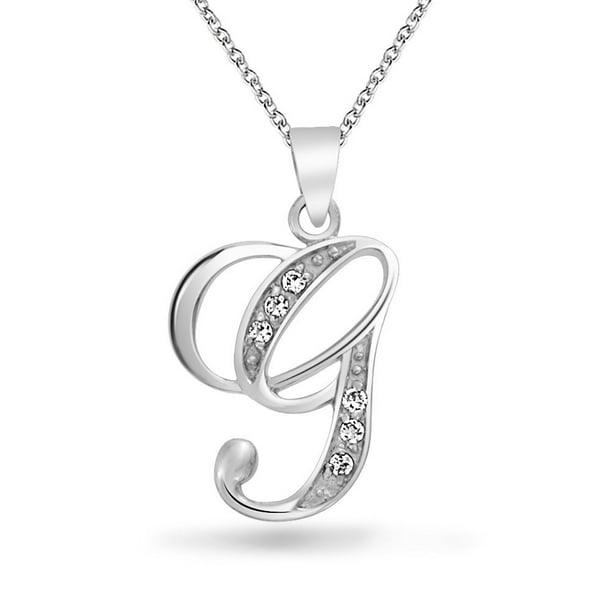 Bling Jewelry - 925 Silver CZ Cursive Initial Letter G Alphabet ...