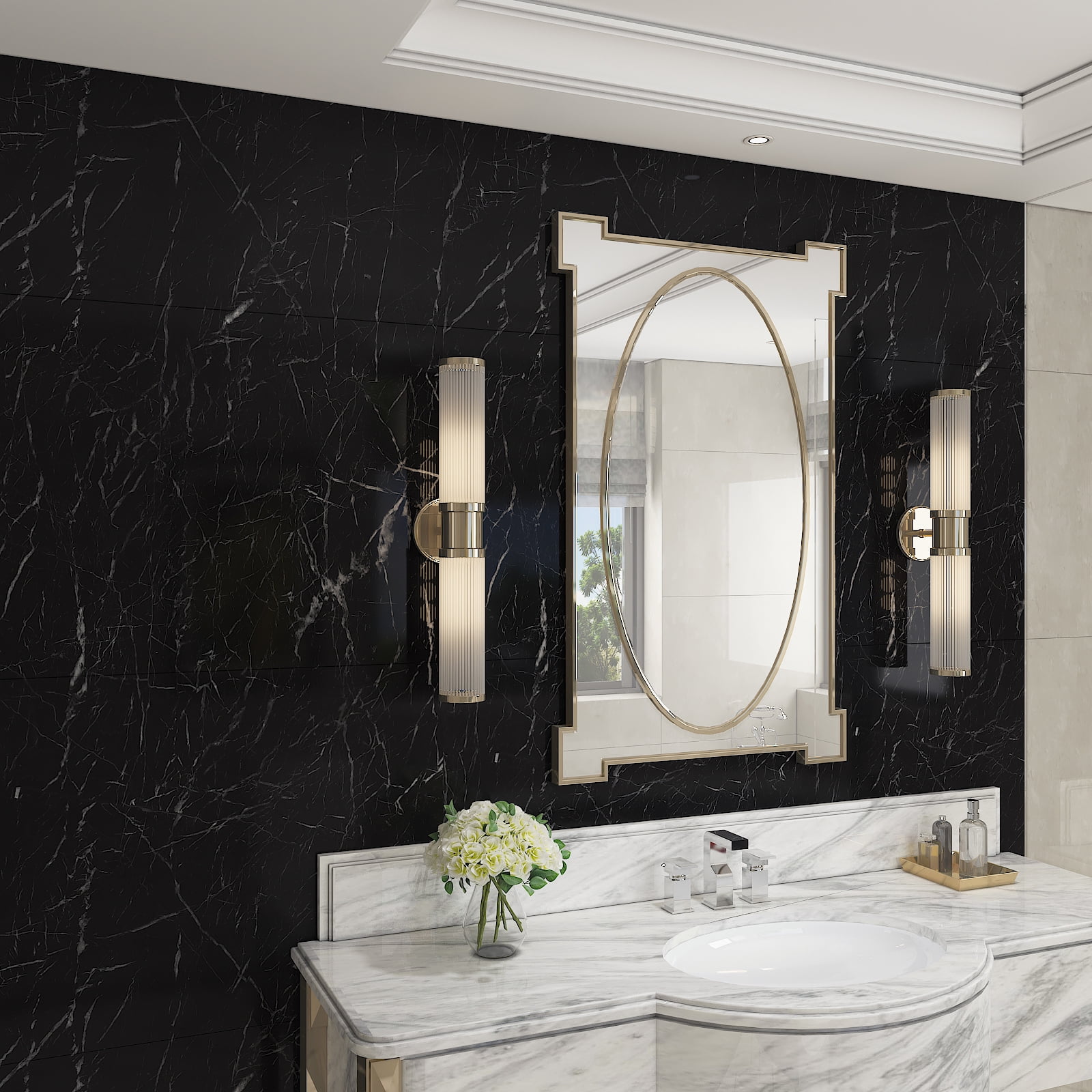 CHIHUT Black Marble Peel and Stick Countertop Contact Paper Glossy Marble Self Adhesive Wallpaper for Bathroom Kitchen Wallpaper 17.7"x236" Removable Black Vinyl Roll for Cabinets Counter Shelf Liner