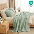 thumbnail image 6 of PHF 100% Cotton Waffle Weave Blanket, Lightweight Throw Washed Blanket for Bed Sofa Home Decor, Sage Green, 50"x60", 6 of 8