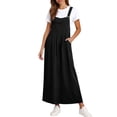 thumbnail image 2 of Kvture Women Jumper Dress Summer Casual Loose Fit Overall Dress A-Line Spaghetti Strap Cover Up with PocketsBlack, 2 of 8