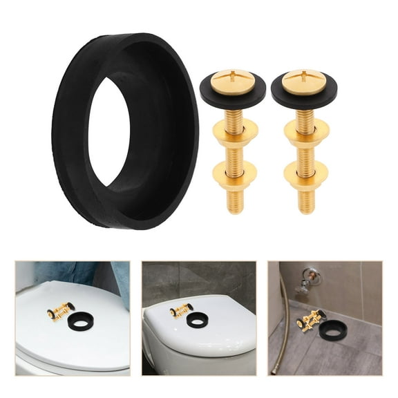 WHAMVOX Toilet Tank to Bowl Bolts Kit Heavy Duty Toilet Bolts Brass Toilet Bolts with Waterproof Rubber Washers Gaskets Floor Toilet Mounting Hardware