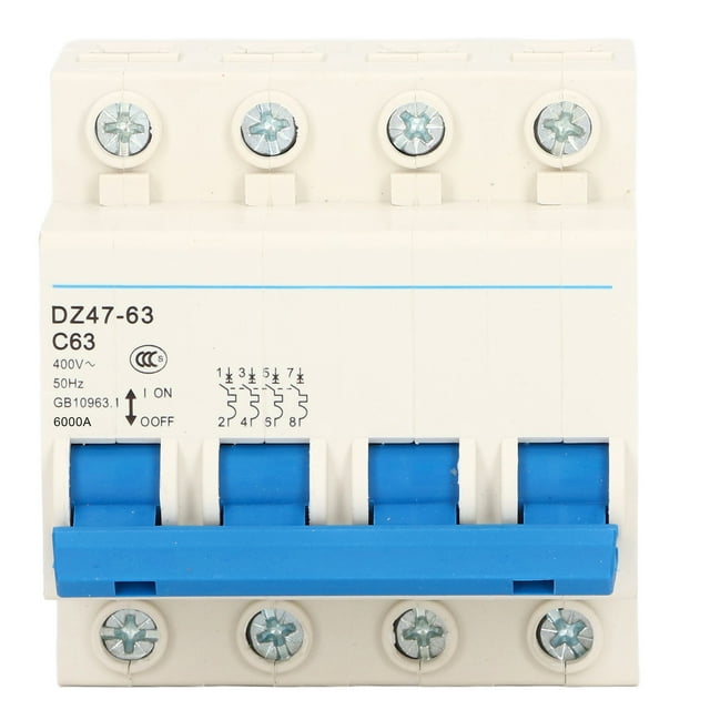 Disjoncteur Compact 4 Pôles 63A avec Coque en Nylon PA66 pour Usage Résidentiel et de Bureau, Protection 400V contre les Surcharges et les Courts-Circuits