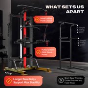 LNOW Multi-Station Home Gym 450LB Power Tower Cable Machine with Pull Up Bar Dip Station for Strength Training
