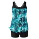 thumbnail image 5 of Trajes de baño Amzcrzy Tankini para mujer, trajes de baño, trajes de baño de dos piezas con control de abdomen, bikini para mujer, estampado conservador, espalda con tiras, azul cielo, L, 5 of 5