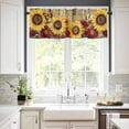 thumbnail image 2 of Hokiten Rod Pocket Curtain Valance, Sunflower Brown Wooden Farmhouse Window Valance for Living Room, Bedroom, Kitchen Vintage Flowers Butterfly 54"W x 18"L, 2 of 8