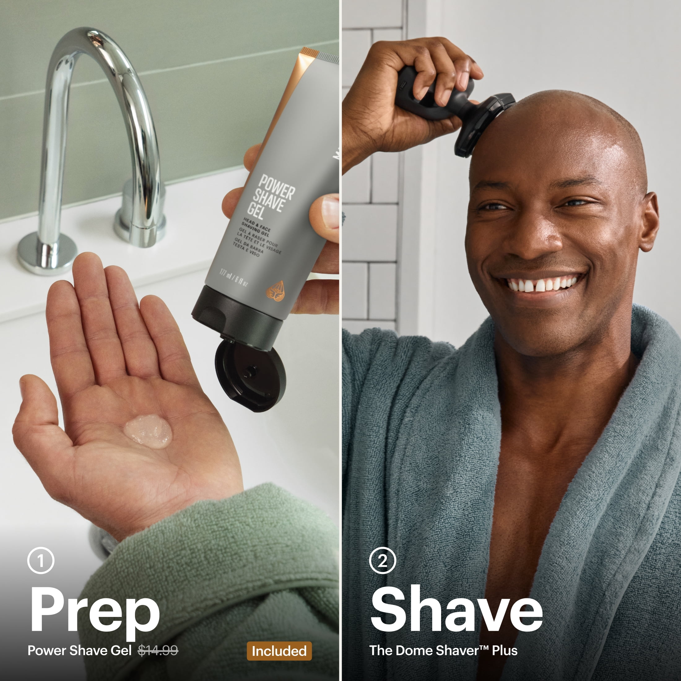 The Dome Shaver Plus Precision Pack MANSCAPED , Rasoir électrique pour la tête, Tondeuse Wet/Dry pour le crâne avec Power Shave Gel MANSCAPED RASOIR POUR TETE