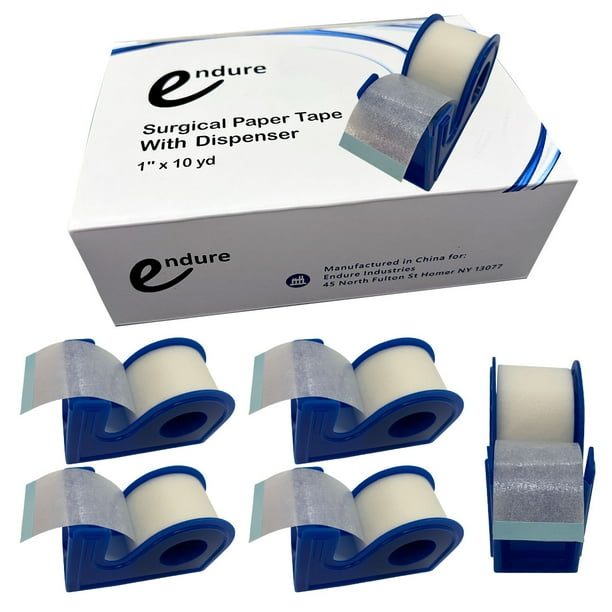 Endure Hypoallergenic Surgical Paper Tape with Dispenser, Pack of 6