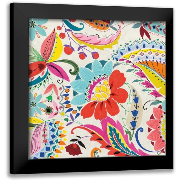 Wild Apple Portfolio 12x12 Black Modern Framed Museum Art Print Titled - Boho Paisley II