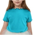 thumbnail image 2 of Agkizg Toddler Baby Girls Summer Tops,Short Sleeve T-shirt for Kids,Fashionable Children's Shirt Children's Top Solid Color Lace Comfortable Loose T-shirt Short Sleeved Shirt Casual Top, 2 of 4