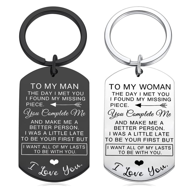 Regalo del día de San Valentín Hombre Hombre Llavero Regalo de aniversario Esposo Esposa Regalo de cumpleaños Novio Novio Prometida Compromiso Regalo de boda Joyería Llavero, negro + blanco, pequeño TUNC Sencillez