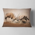 thumbnail image 2 of Designart Gemsbok Antelopes Fighting - African Wall Throw Pillow - 12x20, 2 of 5