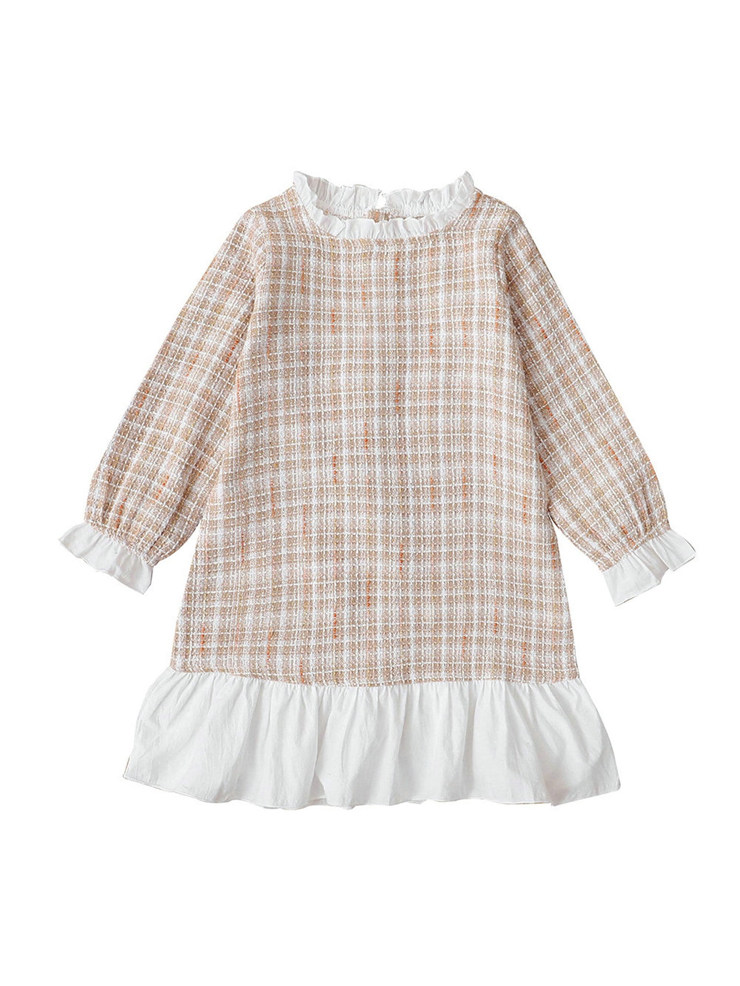 Yellow Plaid Ruffle Loose Jumper Dress 