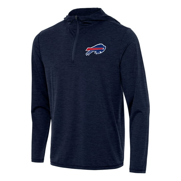 Men's Antigua Heather Navy Buffalo Bills Tidy Quarter-Zip Pullover Hoodie