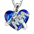 thumbnail image 2 of YYKihy Mothers Day Gifts From Son To Mom Necklace Engraved “I Love You Mom” Heart Blue Crytal Necklace For Mom Birthday Gifts From Daughter, 2 of 7
