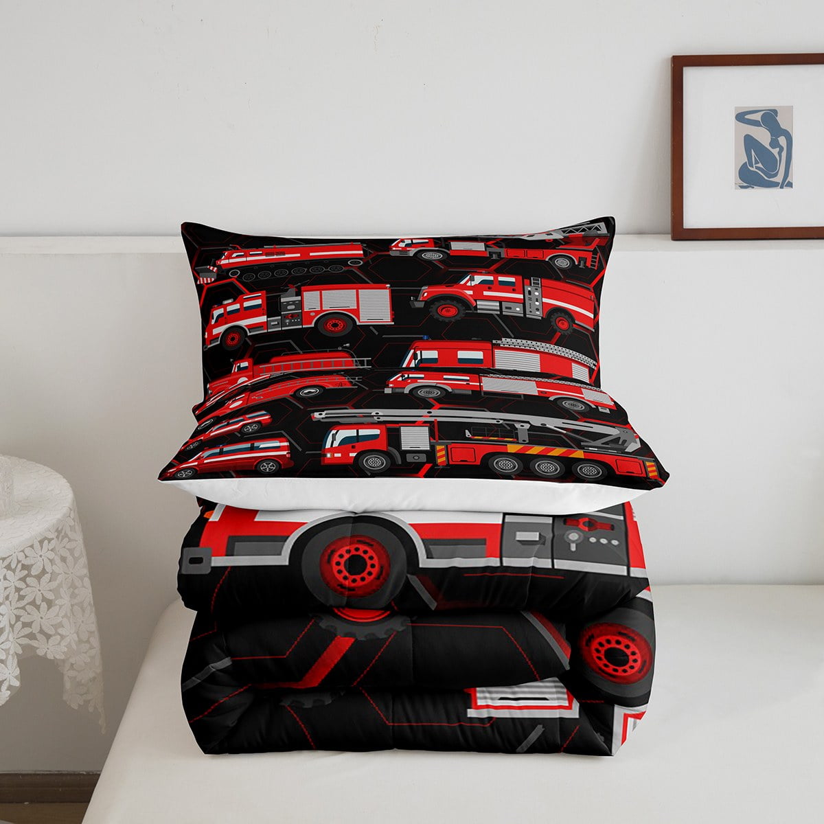 Fire truck twin comforter set sales