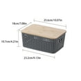 thumbnail image 2 of Xoxingysm Plastic Hollow Storage Basket with Bamboo Lid Black,Plastic Storage Box with Lid Stackable Box Basket Pantry Decorative Container Cute Label for Organizing Desktop Closet Grey 3, 2 of 8