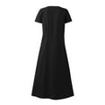 thumbnail image 4 of JUNWELL Caftan Ample Robe Longue pour Femmes Grande Taille Robe en Lin Été Décontractée Sans Manches Col Ras du Cou Poches Robe Maxi, 4 of 5