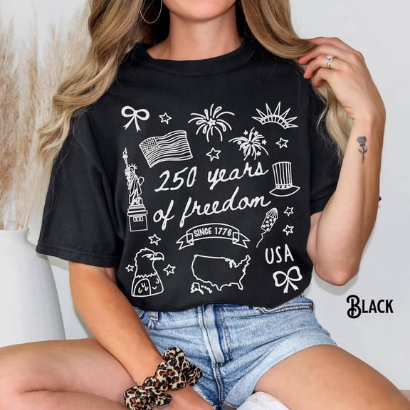 Comfort Colors 250 Years of Freedom T-Shirt – Patriotic Independence Day Graphic Tee