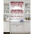 thumbnail image 3 of Red Eucalyptus Leaves Swag Kitchen Curtains Sets for Windows 24 Inch Length, Summer Botanical Weeping Short Window Curtain Panels Swags Valances and Tiers 3 Piece Set for Cafe/Dining Room, 3 of 5