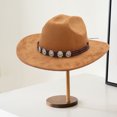 thumbnail image 2 of Dbuoem Western Cowboy Hat for Men And Women Shapeable Wide Brim Cowgirl Hat Rolled-Up Felt Fedora Hat with Stone Band, 2 of 8