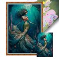 thumbnail image 1 of Kit Punto Cruz Sirena Impreso Hilo Algodón Ecológico Bordado 11CT 50x75cm, 1 of 9