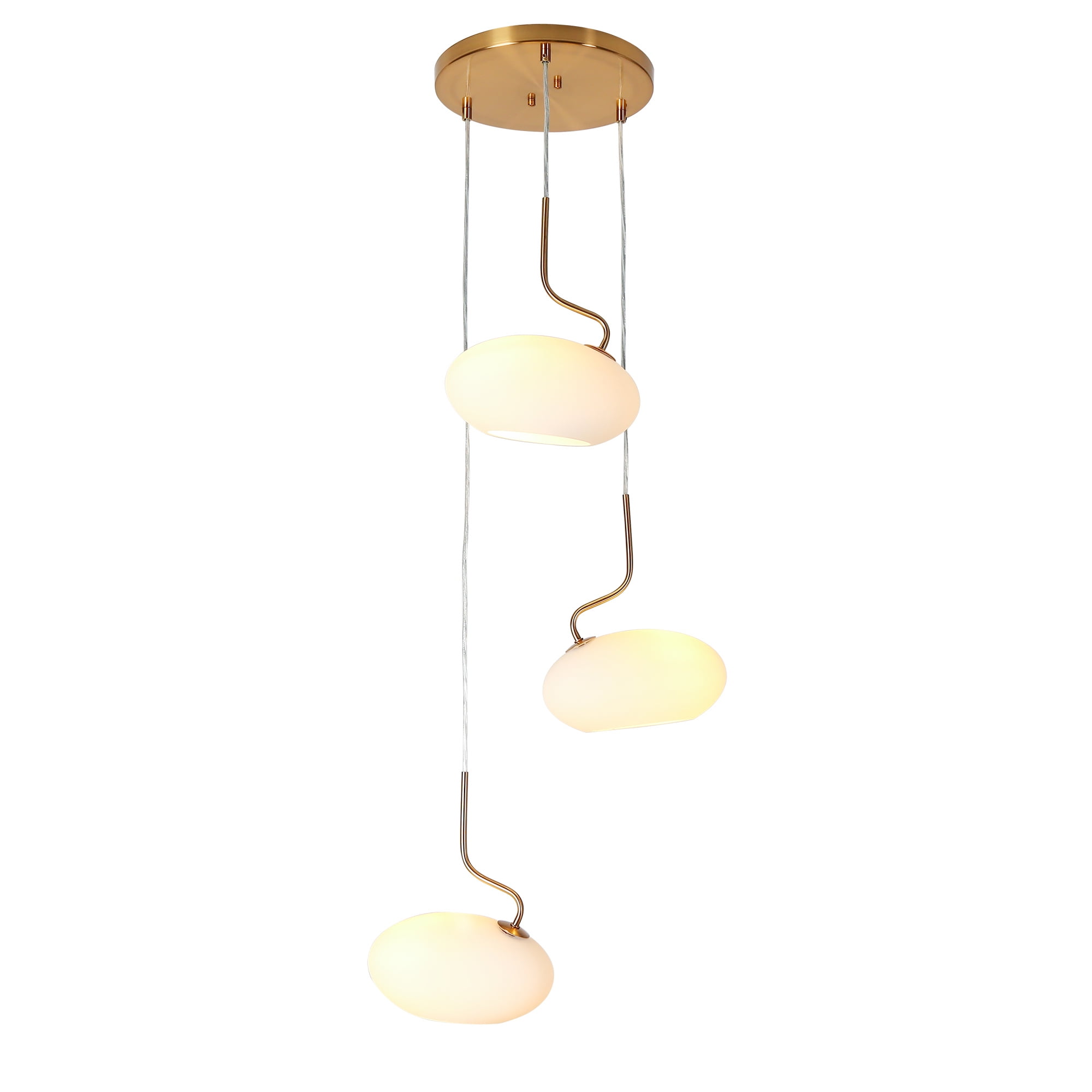 LNC Deglupta 3-Lights 18" Modern Luxury Cluster Integrated LED Chandelier, Gold and White