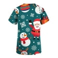 thumbnail image 5 of IROINNID Womens Scrub Tops Graphic Print Short Sleeve V-Neck Workwear Christmas Tops With Pocket,Green A, 5 of 5
