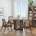 thumbnail image 3 of Cinna 46" Soild Wood Dining Table Rattan Round Kitchen Table, Walnut, 3 of 6