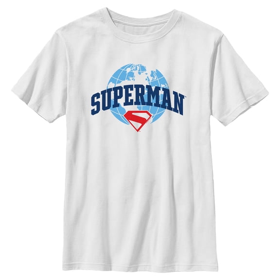 Boys Superman World Logo T Shirt