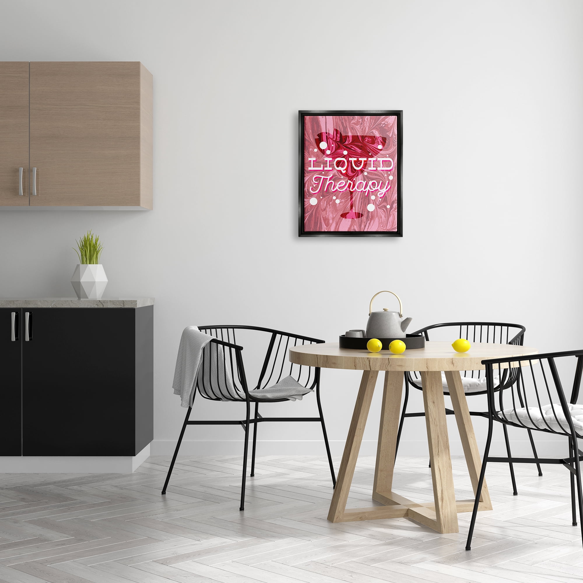 Stupell Industries Liquid Therapy Bold Pink Cocktail Food & Beverage Painting Black Floater Framed Art Print Wall Art