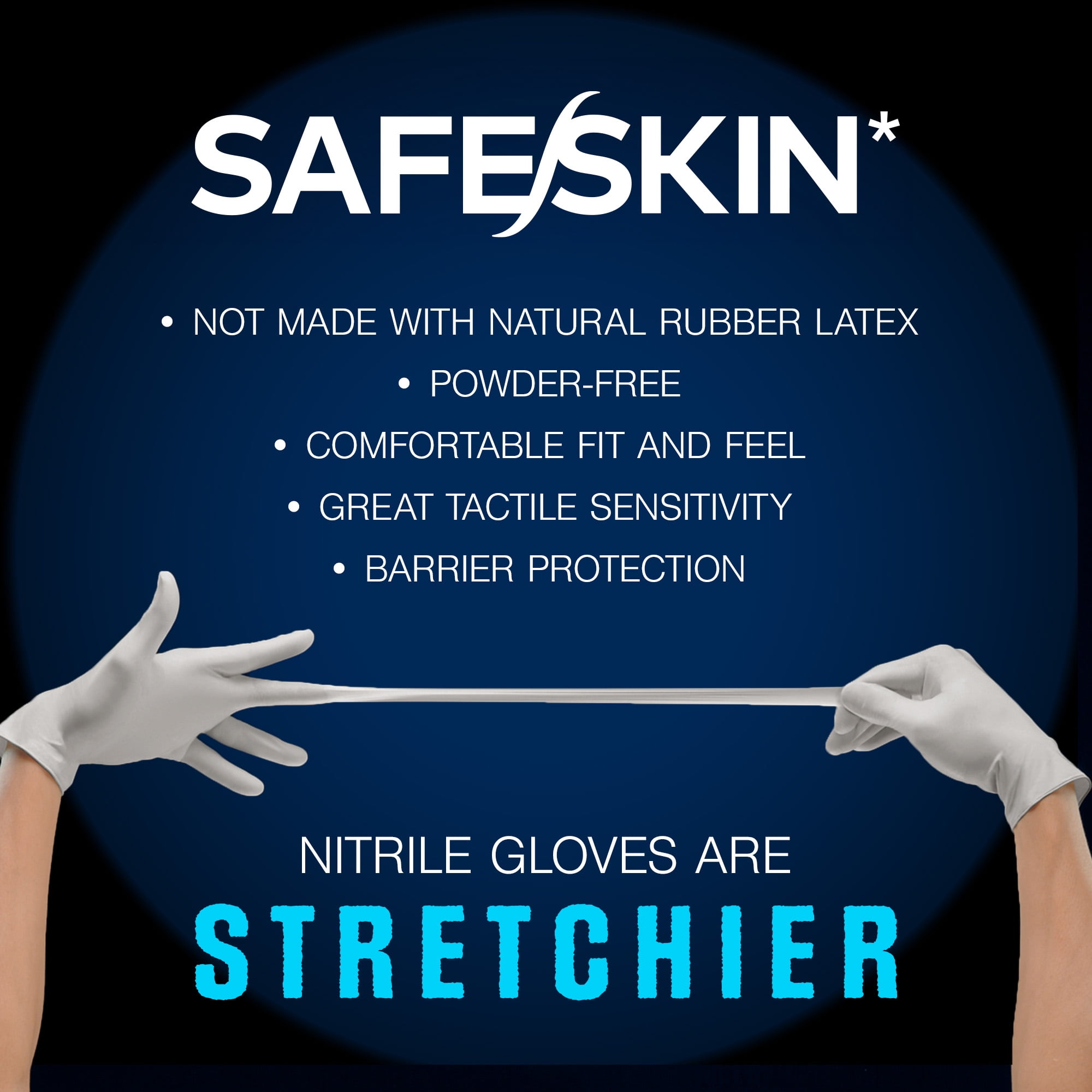 SAFESKIN Nitrile Exam Gloves - Disposable Powder Free Nitrile Gloves for Medical, Dental, Chemotherapy, Cleaning, Cooking, Food Prep, Auto - 3.5 mil Bundle 400, Size Medium