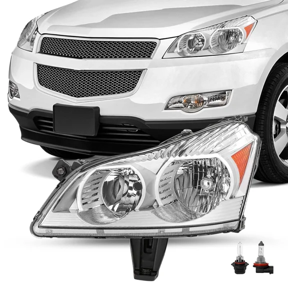 Headlight For 2009-2012 Chevy Traverse LS LT Chrome Left Driver w/ Bulb Headlamp