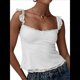 thumbnail image 1 of Camiseta de Tirantes Tipo Babydoll de Encaje para Mujer, con Mangas Transparentes, Estilo Y2k, para Salir de Verano. M, 1 of 8