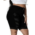 thumbnail image 5 of Gocolloa Womens Plus Size Jean Shorts Stretchy High Waisted Ripped Roll Hem Denim Bermuda Shorts 10" Inseam Black 16W, 5 of 5