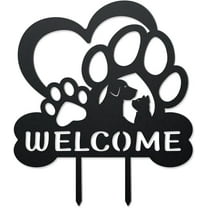 Cat Dog Paw Metal Garden Stakes Decor Iron Welcome Outdoor Silhouette Stake for Yard Garden Lawn Patio Decor Metal Outdoor Stakes Decor Gift for Housewarming Home Art Decor Black