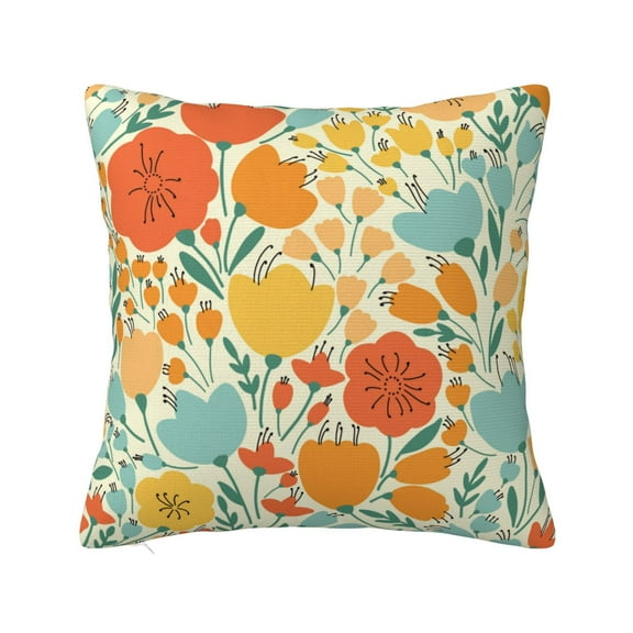 Eflxamz Throw Pillow Case Elegant Yellow and Pink Flowers Pillow Covers Decorative Throw Pillow Case for Sofa Couch Bed Chair 18x18 Inches