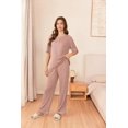thumbnail image 3 of EKOUAER Lounge Sets for Women Waffle Knit Womens Pajama Sets 2 Piece Pjs Sets with Pockets Short Sleeve Top Long Pant, 3 of 6
