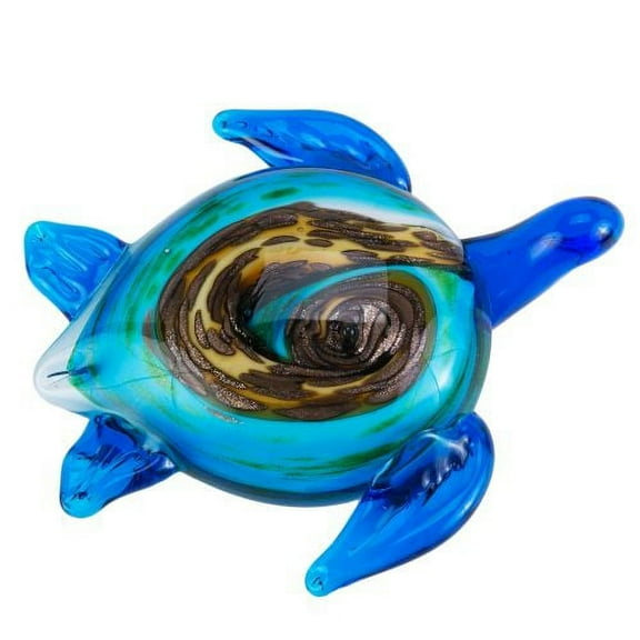 Beachcombers Color Swirl Turtle Glass Art