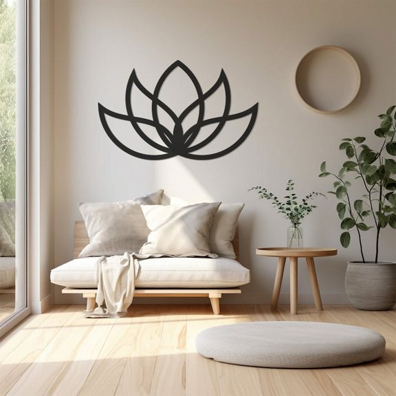 LaModaHome Lotus Flower Printed Metal Wall Decor, Elegant Flower Design Wall Hangings, Unique Home Art, Modern Botanical Decor,Christmas Decor Wall ArtHome Decoration Gift -7.9"x12.6"/20x32cm