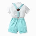 thumbnail image 3 of Baby Boy Formal Short Set Toddler Summer Gentleman Outfit Kid Short Sleeve Bowtie Shirt Suspender Shorts Suit Kaprioy, 3 of 4