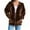 Brown, variant on FAHXNVB Women's Velour Hooded Jacket Long Sleeve Full Zip Outerwear Solid Color Casual Soft Warm Velvet Jacket with Side Pockets
