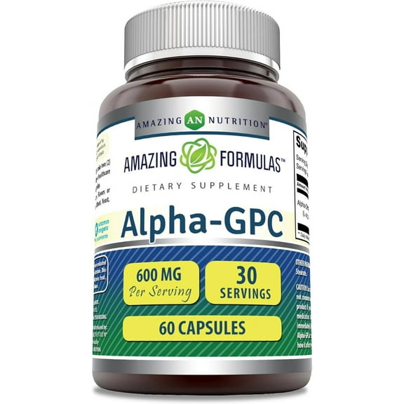 Amazing Formulas Alpha GPC Supplement | 600 Mg Per Serving | 60 Capsules | Non-GMO | Gluten Free | Made in USA