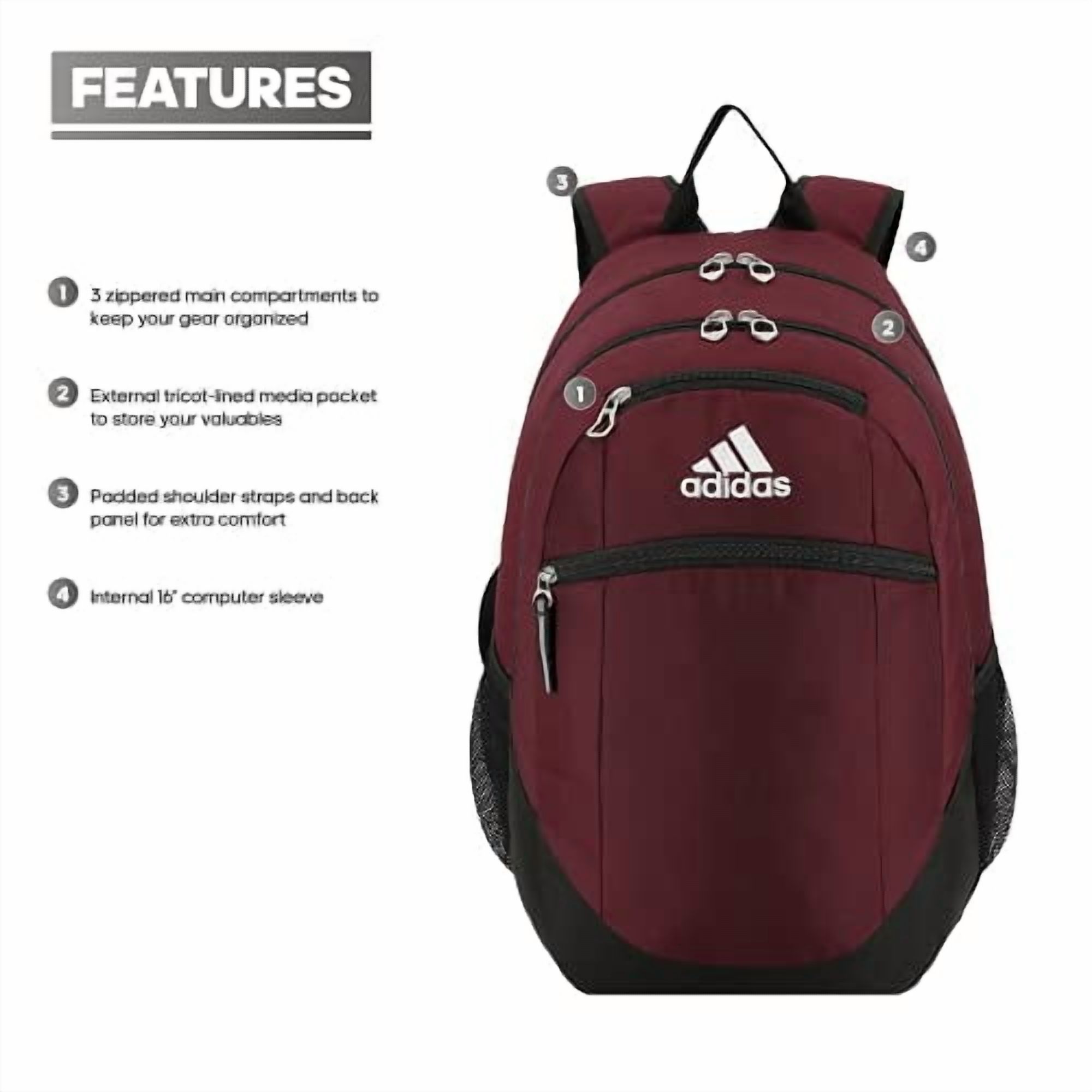 adidas backpack packet Adidas Striker II Versatile Backpack with Multiple Compartments