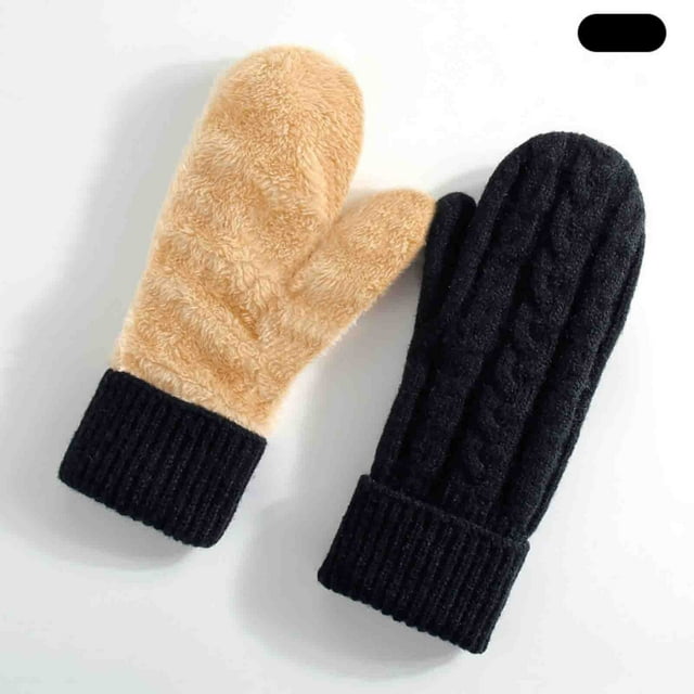 Guantes de mujer de invierno de doble capa de terciopelo acolchado cálido abrigo de punto guantes de mujer manoplas de acrílico