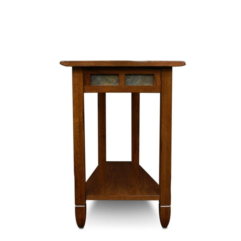 Leick Home 10056 Recliner Wedge Table, Rustic Oak with Shelf