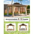 thumbnail image 2 of Hommow 12' x 12' Hardtop Gazebo, Wooden Finish Coated Aluminum Frame Gazebo with Double Roof, 2 of 10