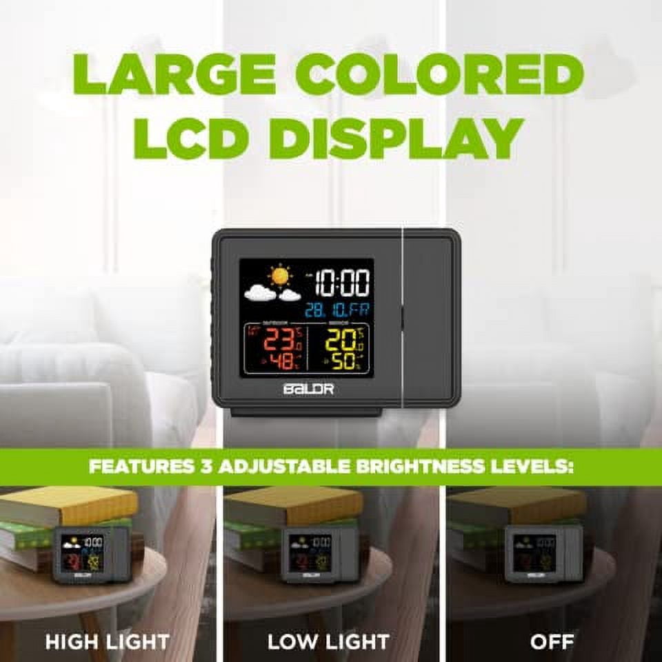 Baldr Atomic Digital Projection Alarm Clock with Ceiling Display, Calendar, and Indoor OutdoorTemperature with Remote Sensor