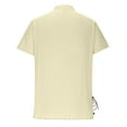 thumbnail image 4 of Men's Cotton Linen Shirt Vintage Short Sleeve Lace Up Renaissance Costume Beach Top, 4 of 5