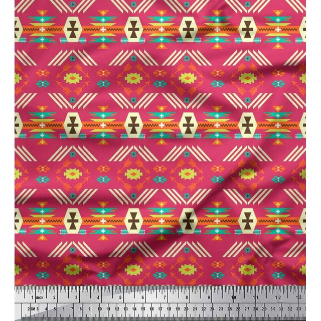 Soimoi Rayon Fabric Geometric Southwestern Print Fabric by the Yard 56 Inch Wide