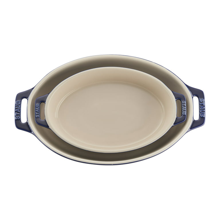 Staub Ceramic 2-Piece Oval Baking Dish Set, Dark Blue